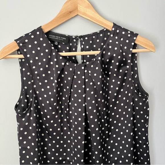 Jones New York Collection Petite Pleated Black & White Sleeveless Blouse Size 6P - Picture 6 of 14